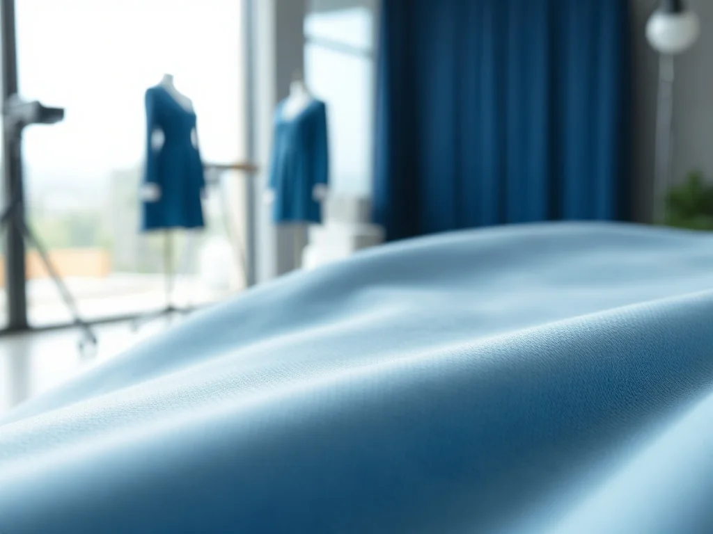 Zbliżenie na strukturę tkaniny poliestrowej, ukazujące precyzyjny syntetyczny splot i gładkie włókna materiału.